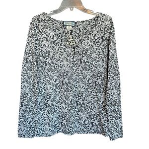 Shyanne Semi Sheer Boho Print Keyhole Front Long Sleeve Top Women's Size XL